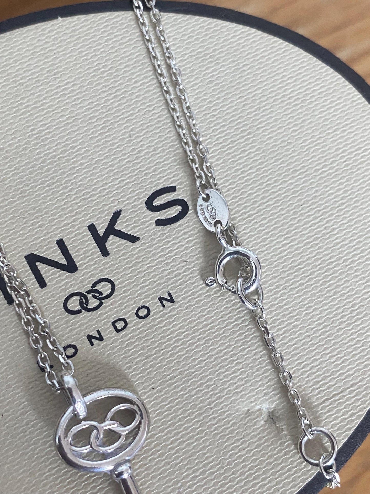Genuine Links of London key charm Necklace, sterling silver, 925, unique