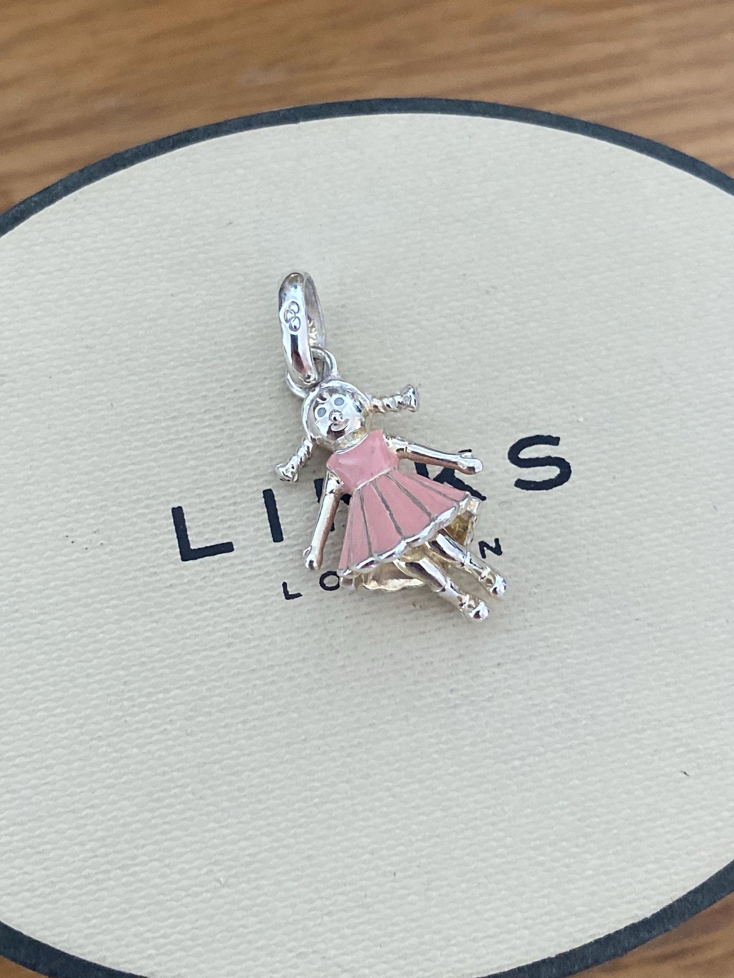 Genuine Links Of London Sterling Silver little girl with dress and moving legs charm, super cute!