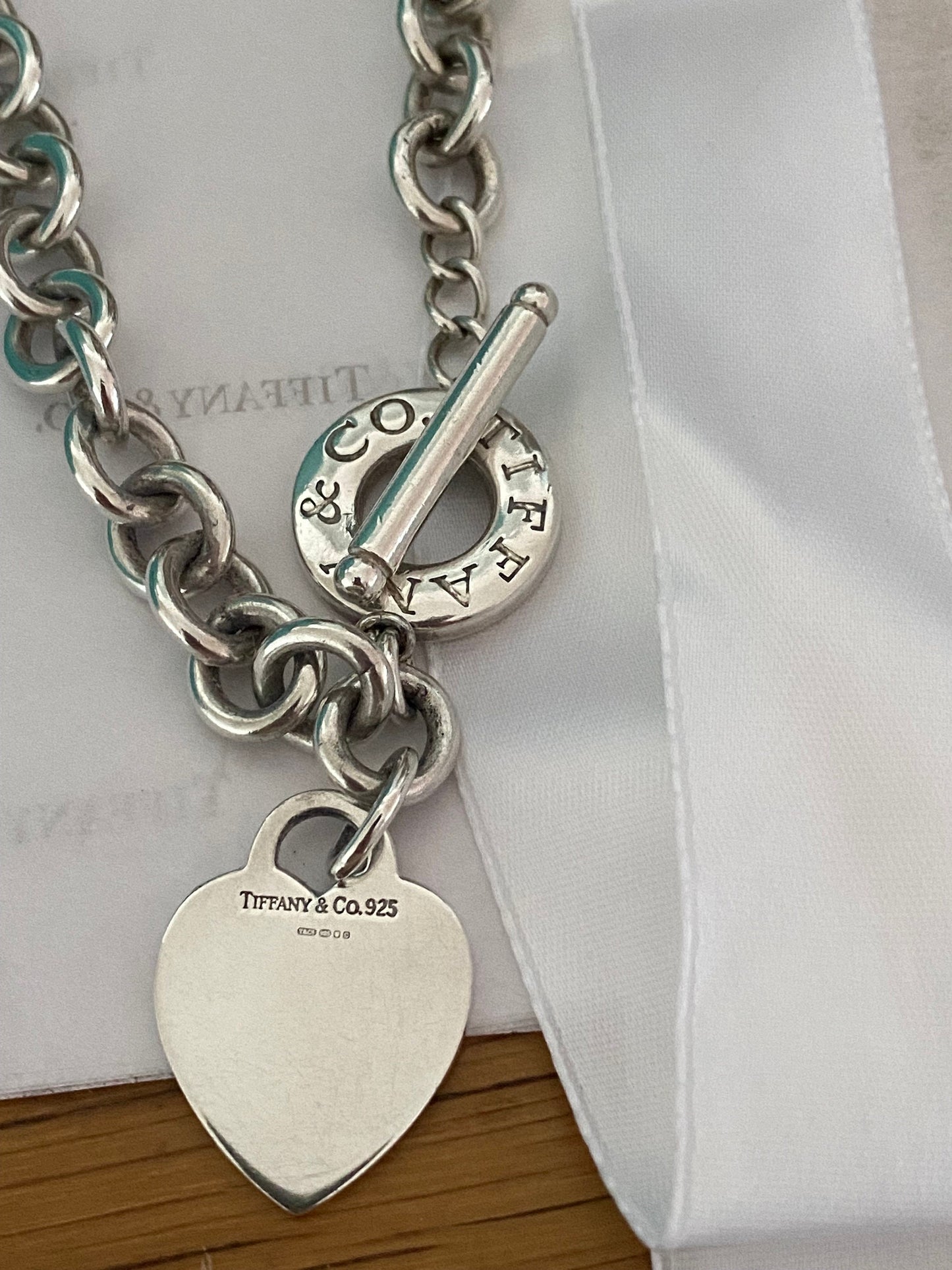 Tiffany and co Chunky sterling silver heart toggle necklace