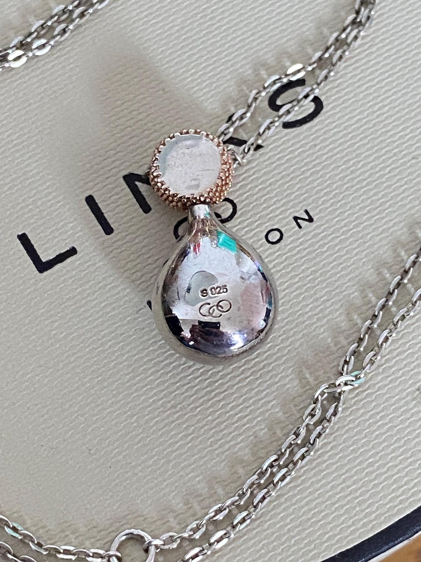 Genuine Links of London Masquerade Drop Necklace, Solid Sterling silver and rose gold, with box