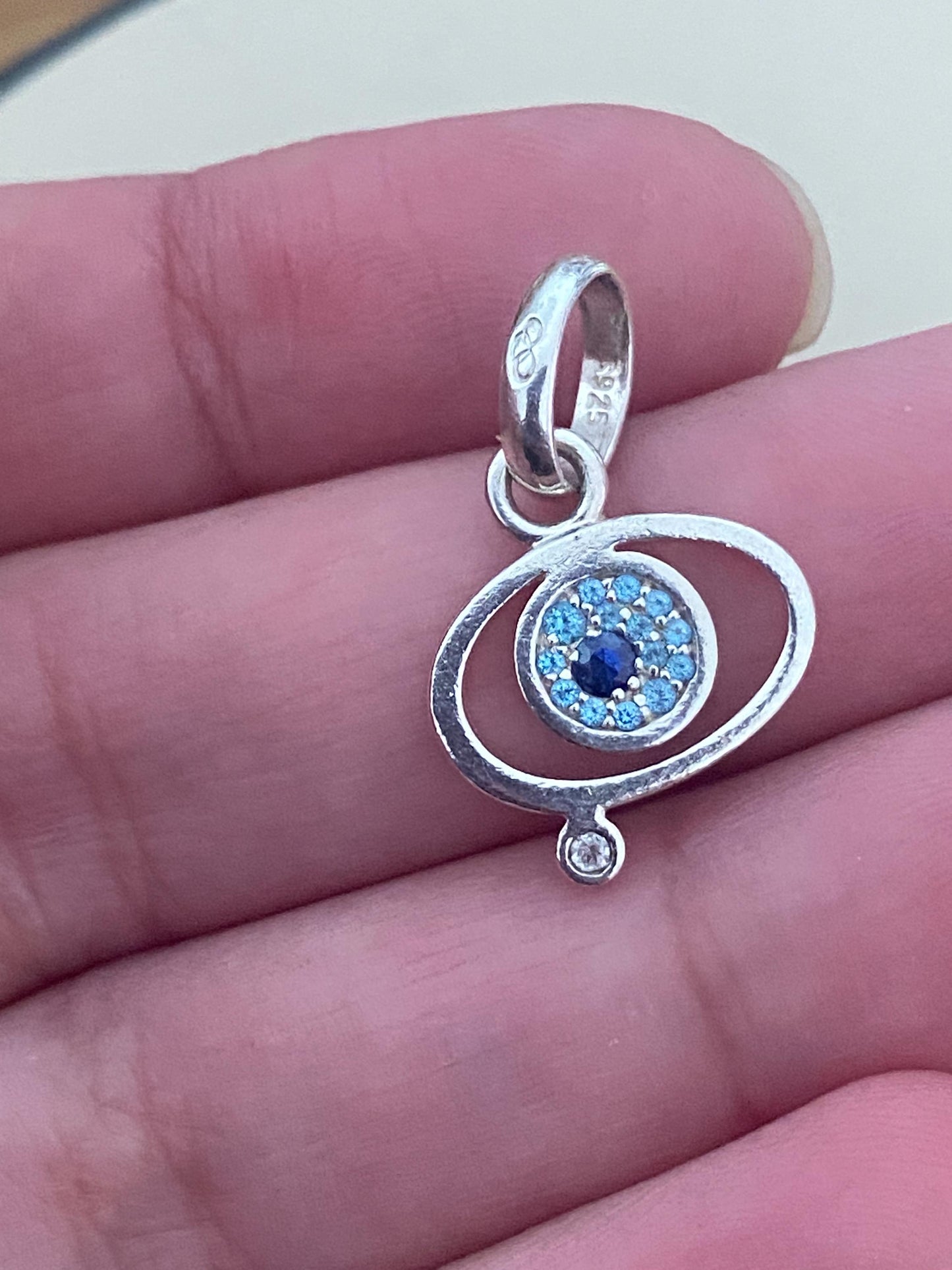 Stunning RARE Links of London evil eye sapphire and topaz charm set in sterling silver