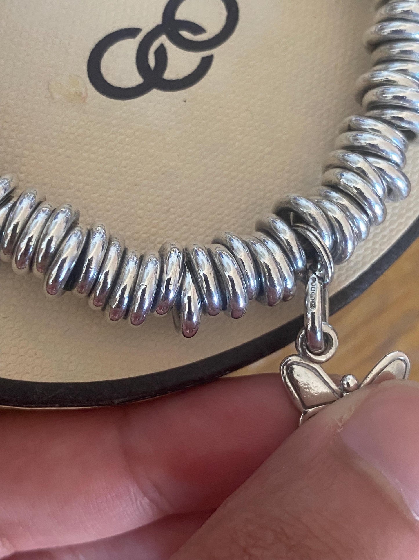 Lovely chunky Links of London vintage rare sweetie bracelet with butterfly charm, sterling silver, small