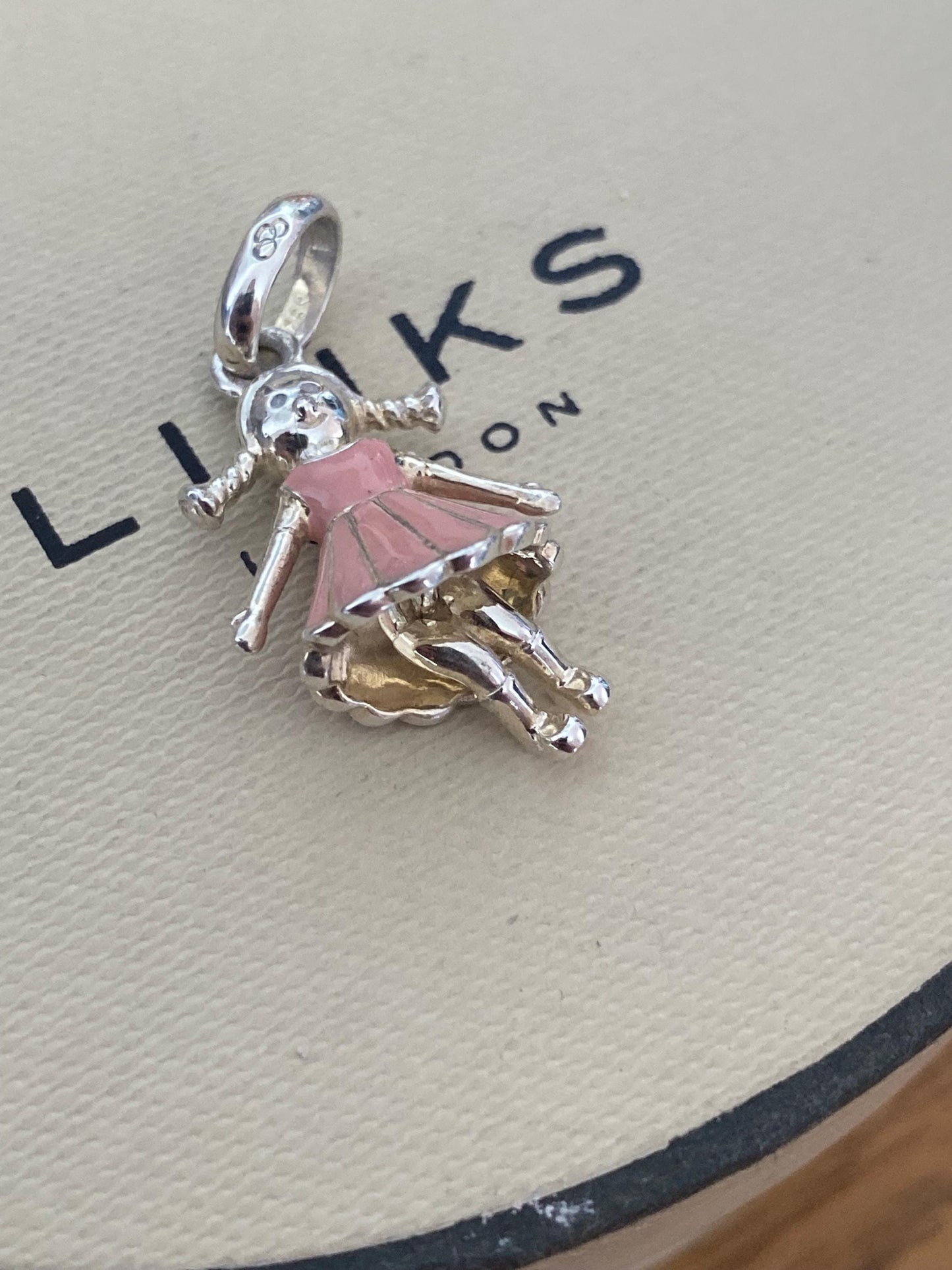 Genuine Links Of London Sterling Silver little girl with dress and moving legs charm, super cute!