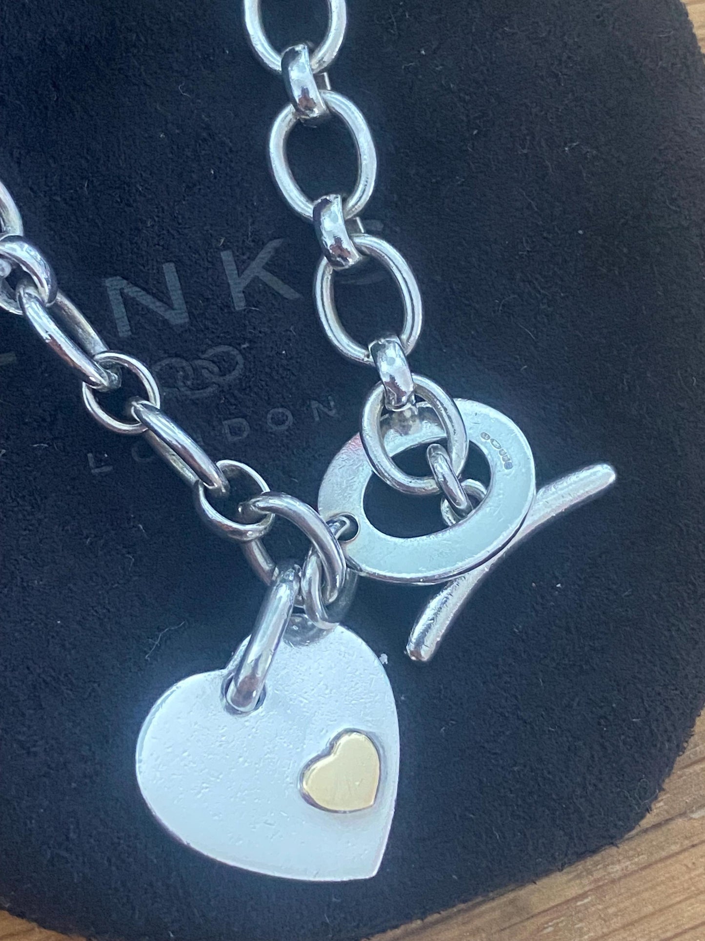 LINKS OF LONDON Chunky Sterling Silver Hallmarked Heart Toggle Necklace In Box, genuine
