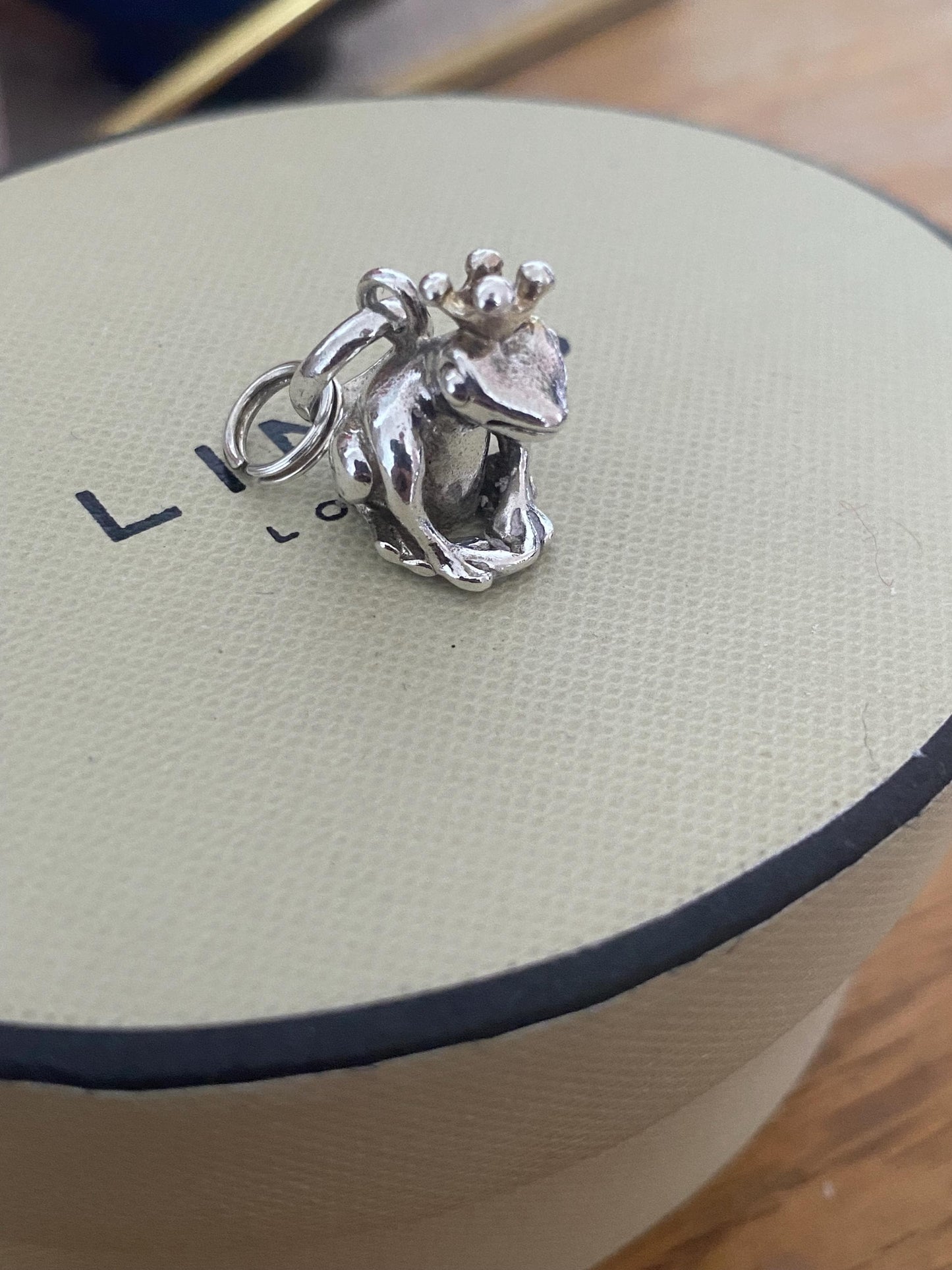 Super cute Links of London Frog Prince Charm, Sterling Silver, 18k Gold Vermeil Detail, Stamped, Hallmarked