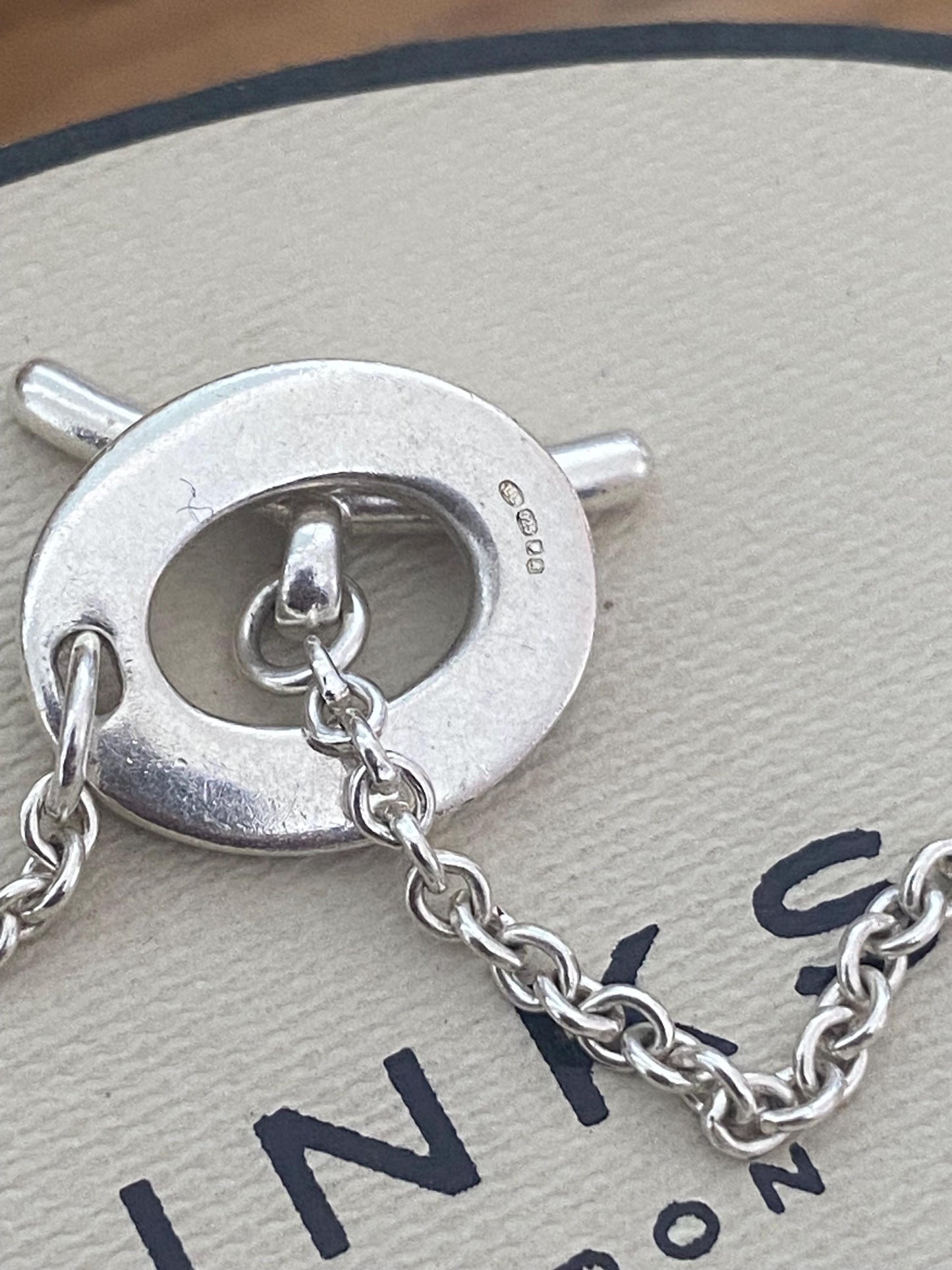 Beautiful vintage very rare links of London cage charm toggle bracelet, sterling silver