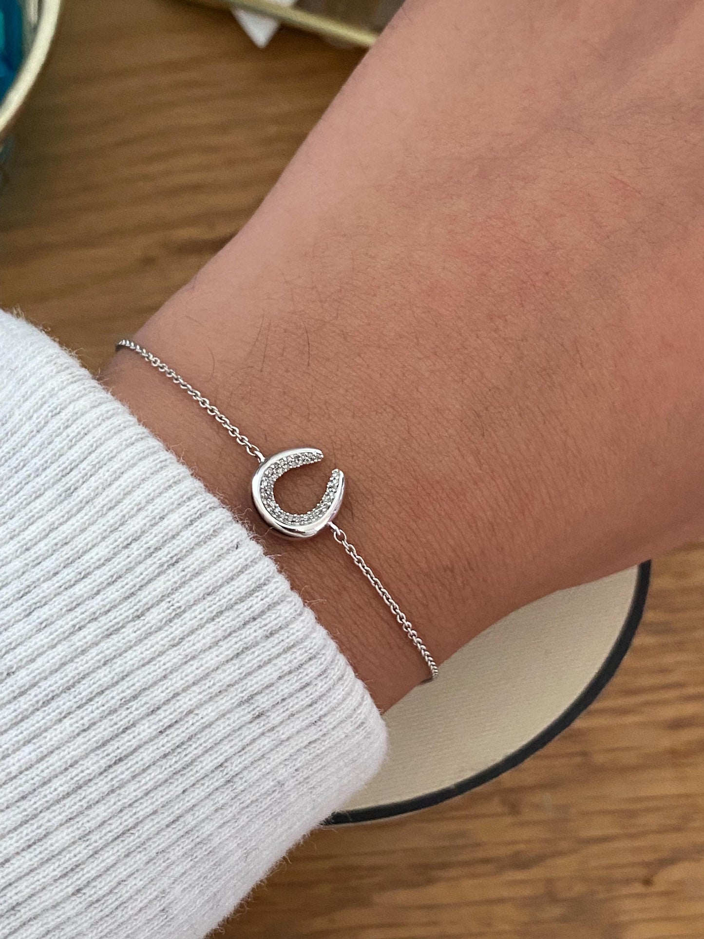 LINKS OF LONDON diamond Essentials Ascot Horseshoe Bracelet, Sterling silver, Genuine, Assay Hallmarked