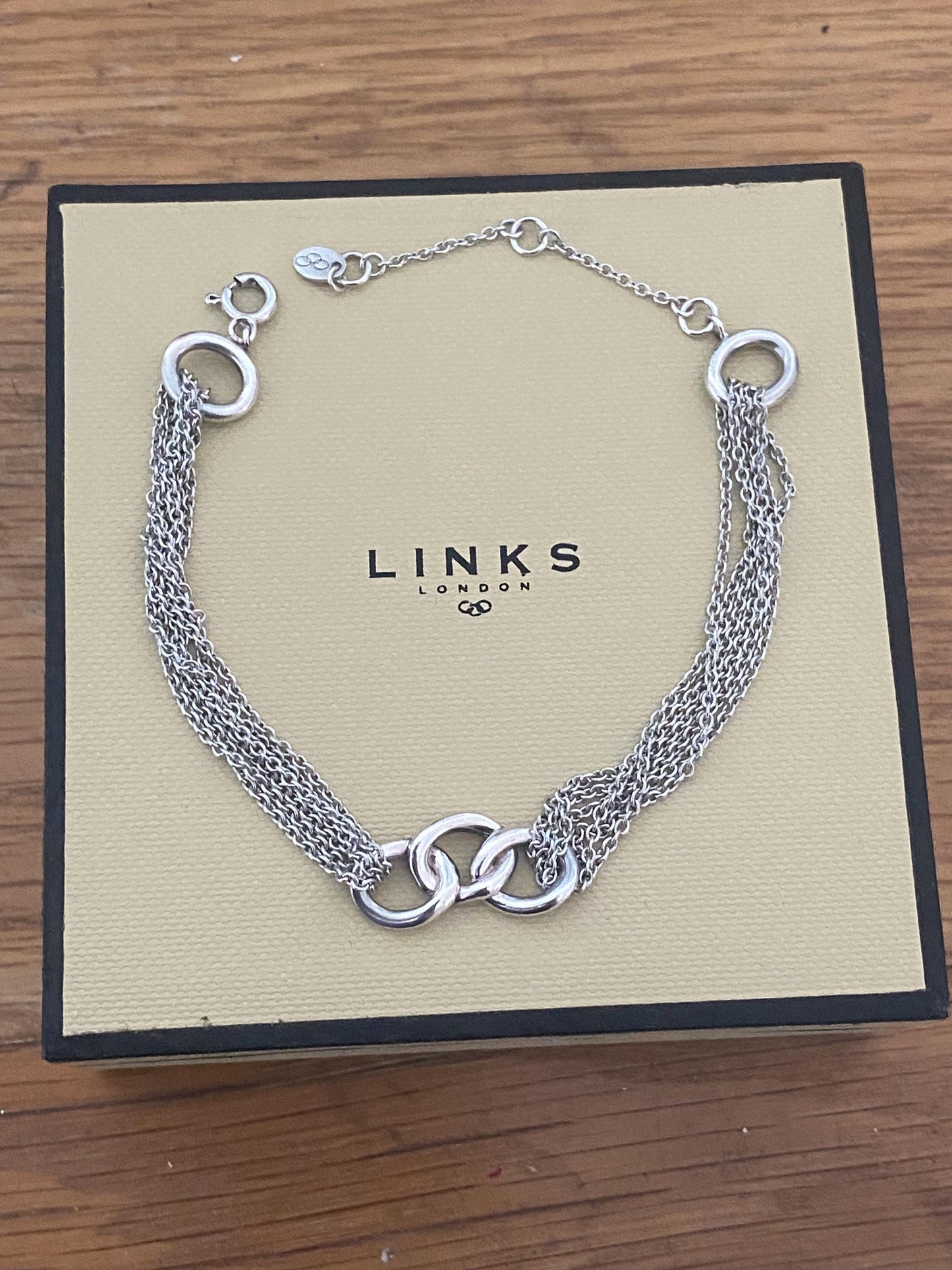 Genuine rare LINKS OF LONDON Signature Multi Chain Bracelet, sterling silver, with box