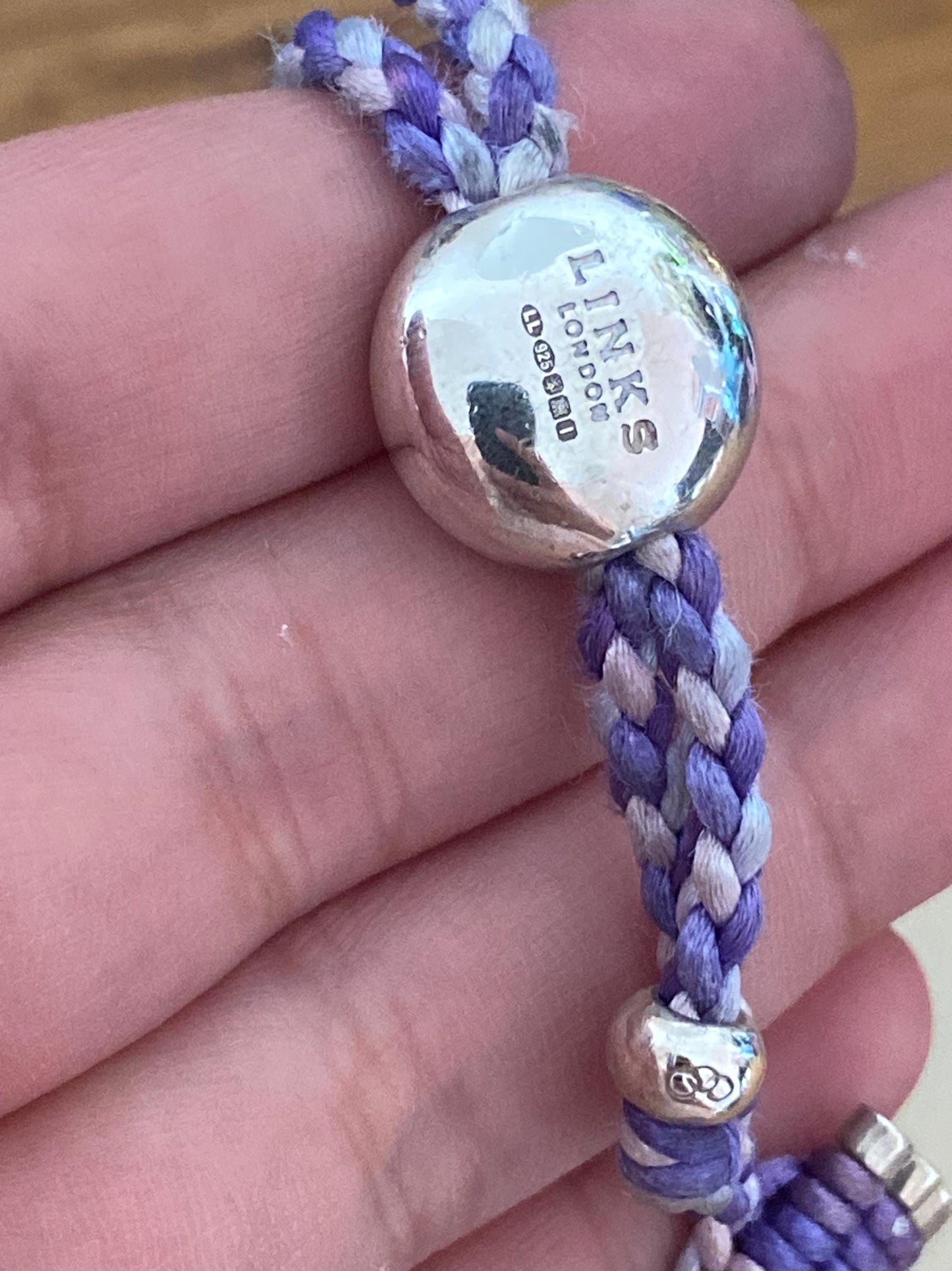Rare Links of London Friendship Bracelet, purple gradients, Sterling Silver, Assay Hallmarked, with box