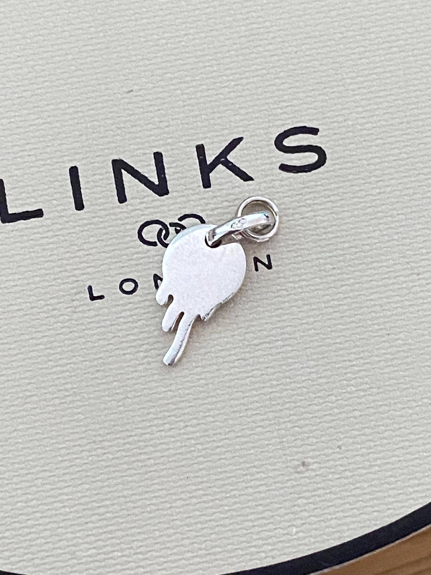 Genuine Very rare Links Of London Sterling Silver and pink enamel melting ghost mini Charm, Vintage, Assay hallmarked