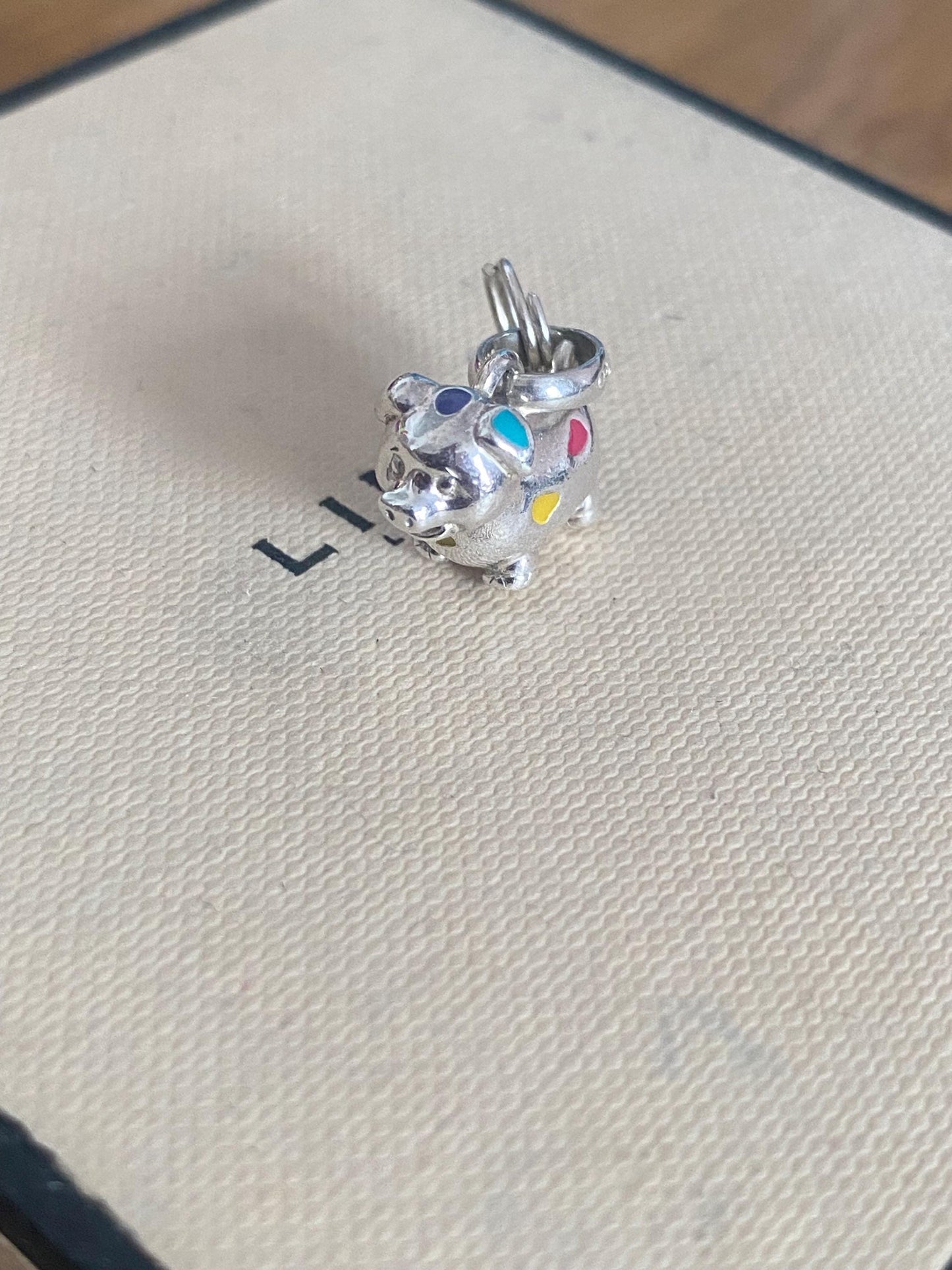 Links of london Pig Chinese Zodiac Charm, Sterling Silver and Enamel Spots, genuine