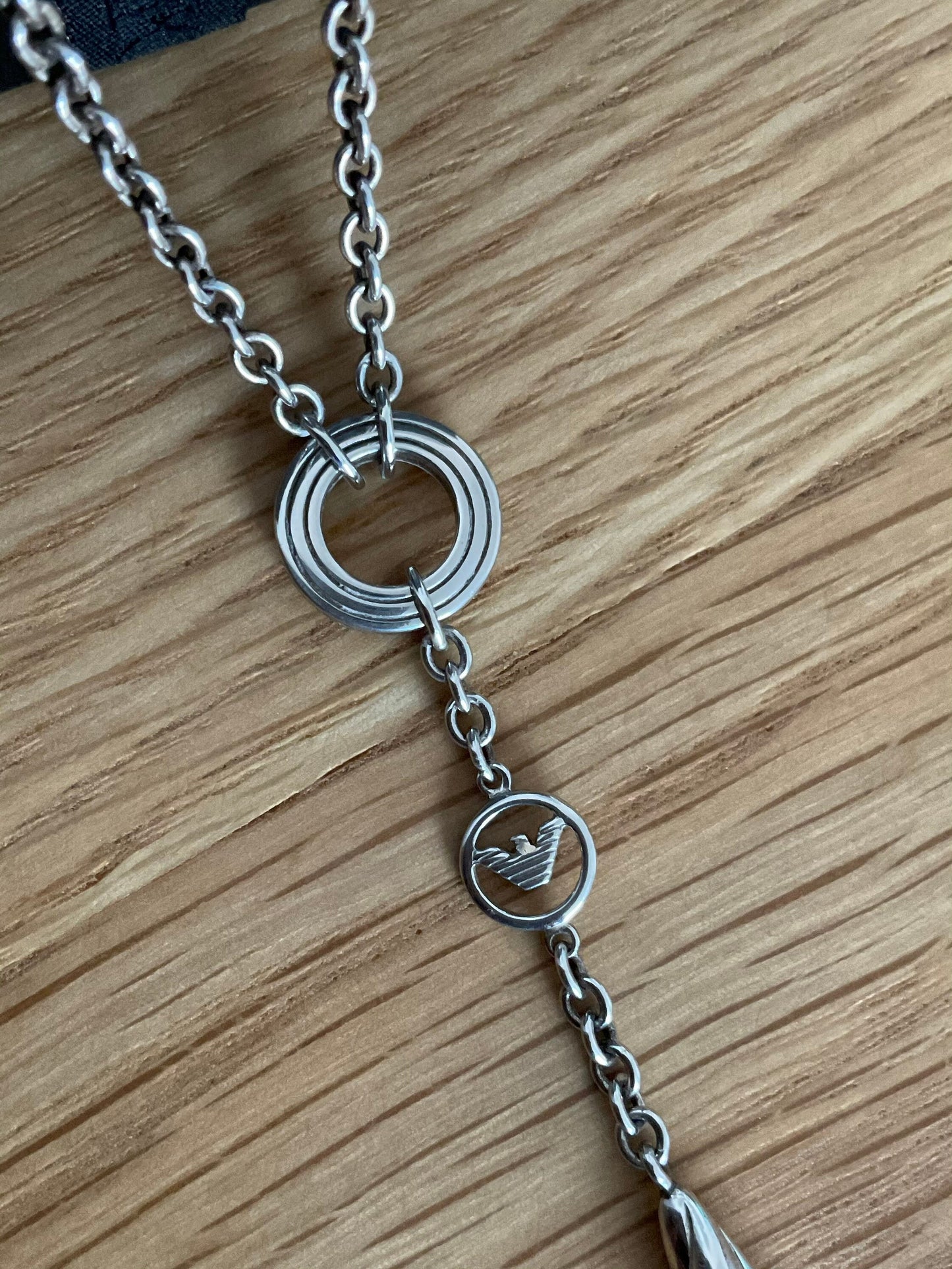 Emporio Armani sterling silver teardrop charm necklace