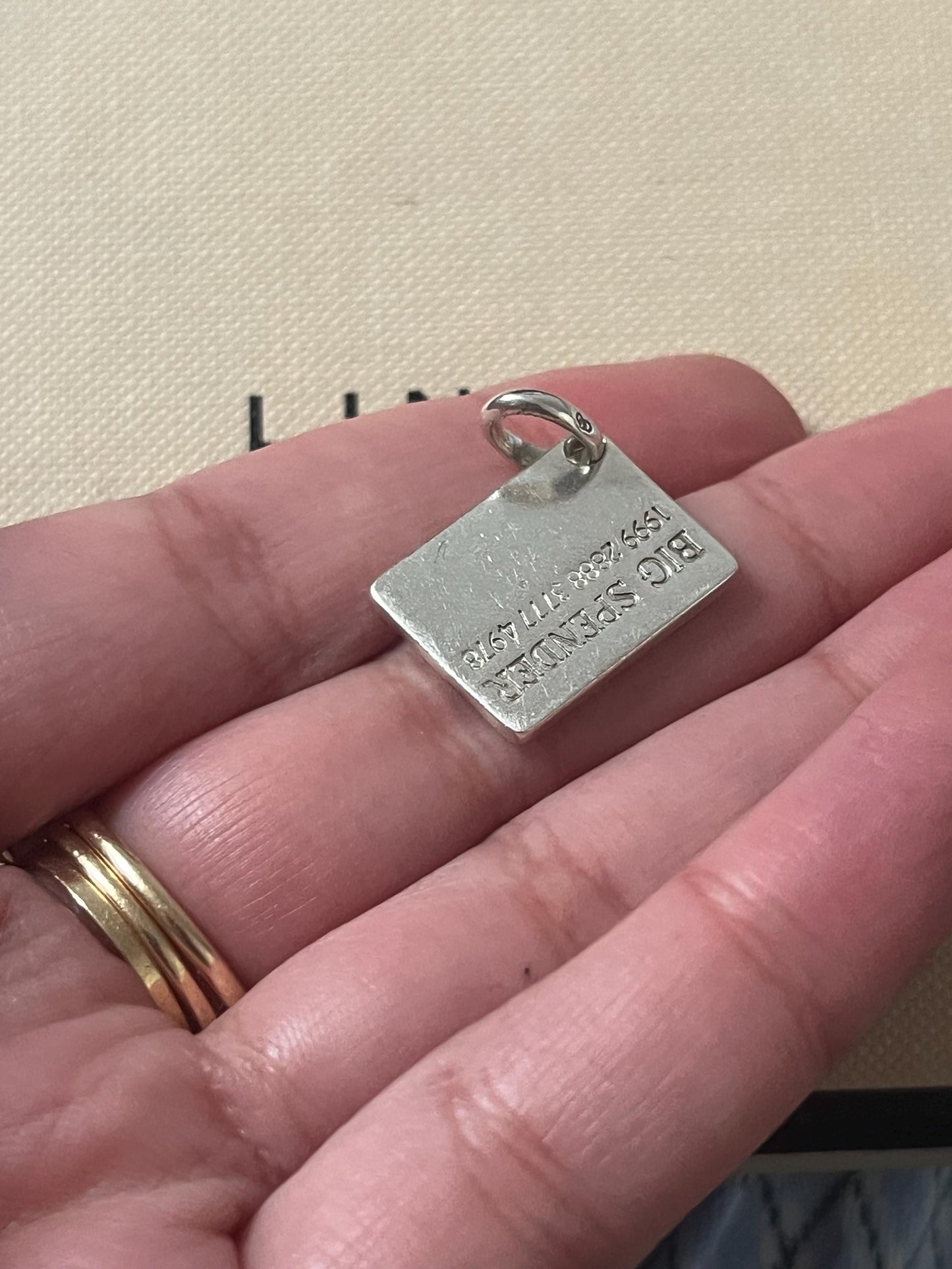 cute genuine rare Links of London sterling silver big slender credit card hallmarked charm