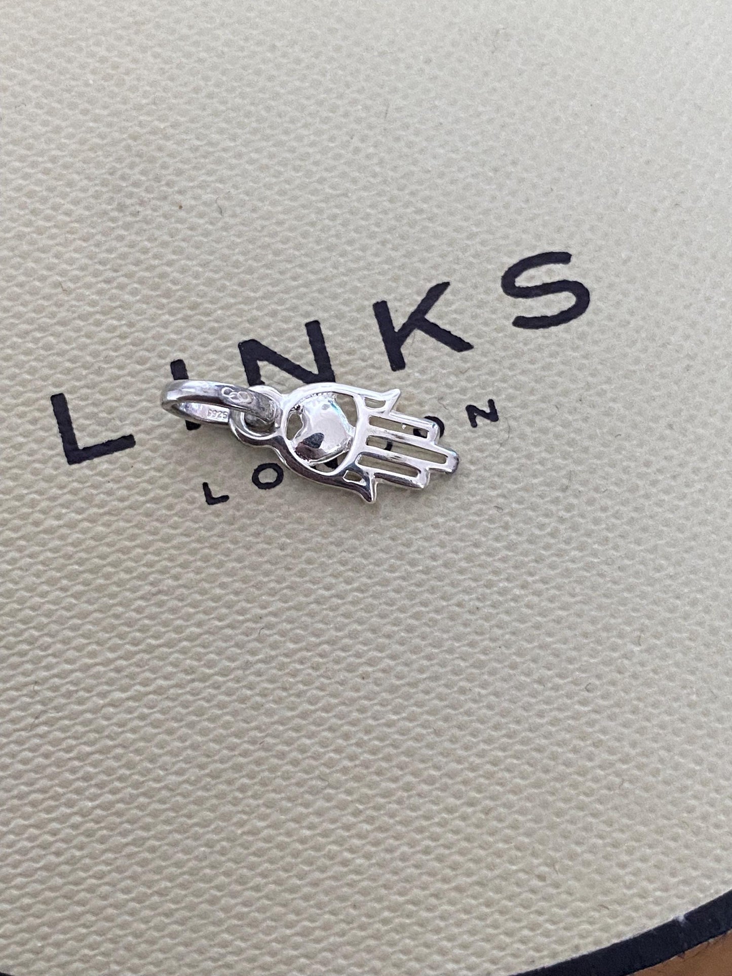 Very rare Links of London hand of Fatima mini charm sterling silver, lovely condition, genuine