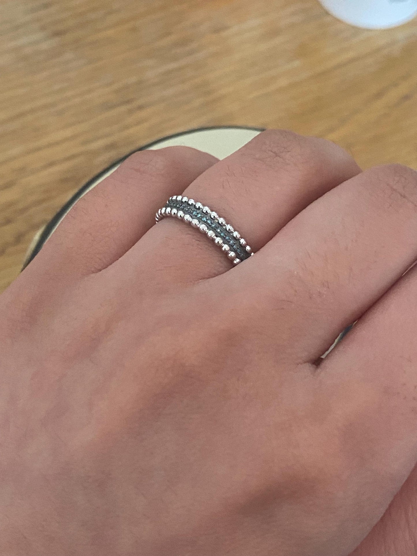 Rare Links Of London Effervescence Blue Diamond Silver Diamond Bubble Ring size UK L, Immaculate condition