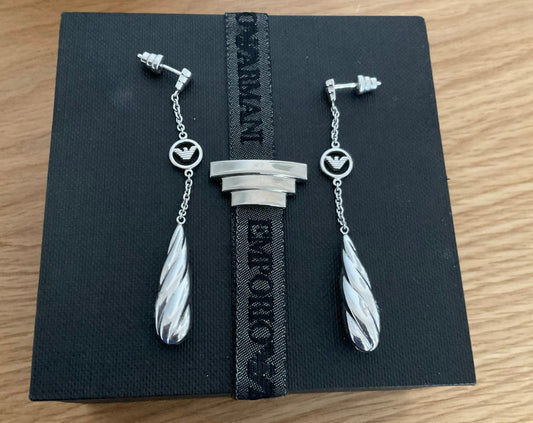 Stunning Emporio Armani sterling silver teardrop earrings