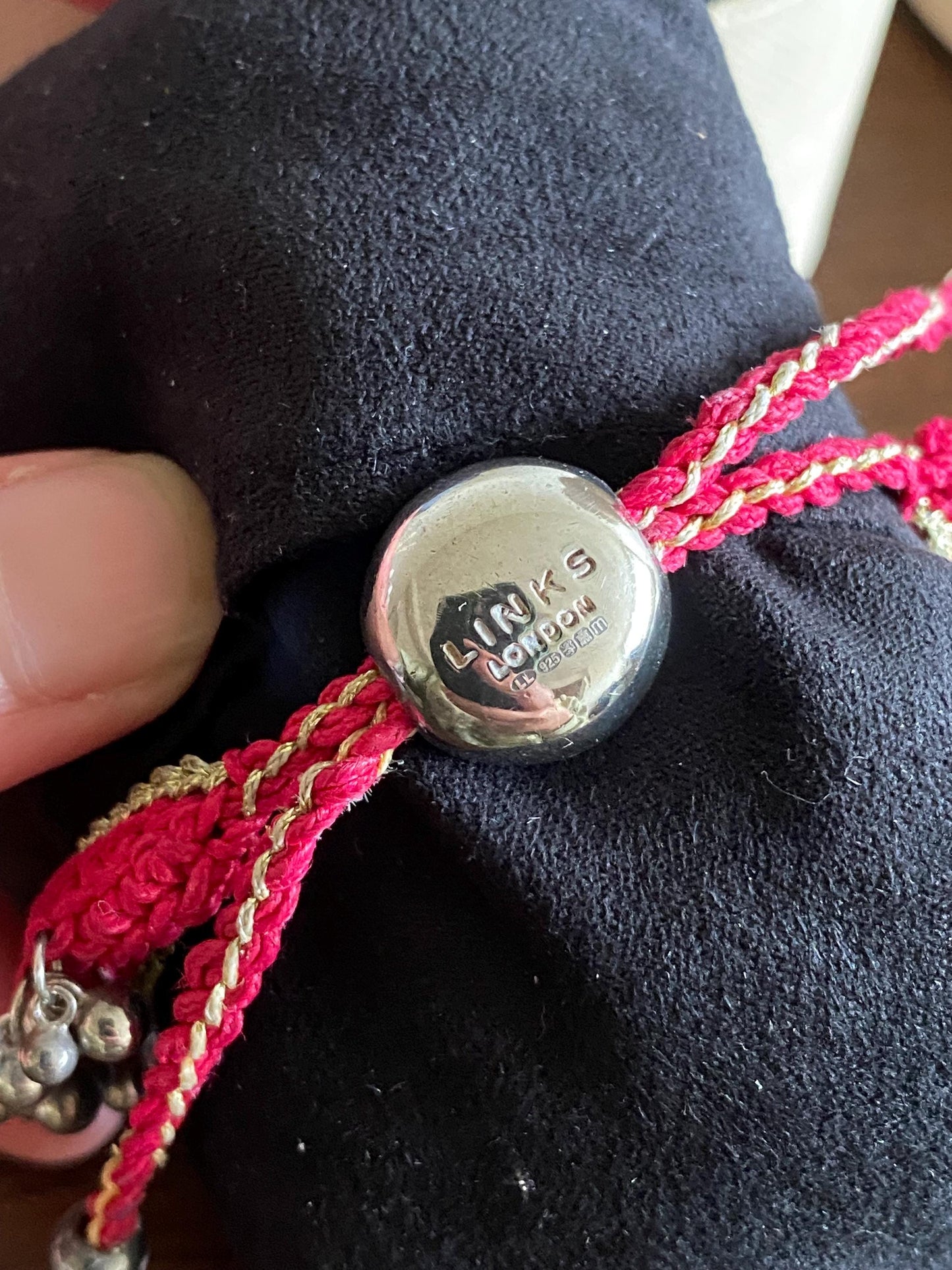 Rare Links of London Effervescence Friendship Bracelet in hot pink and gold, Sterling Silver, Assay Hallmarked