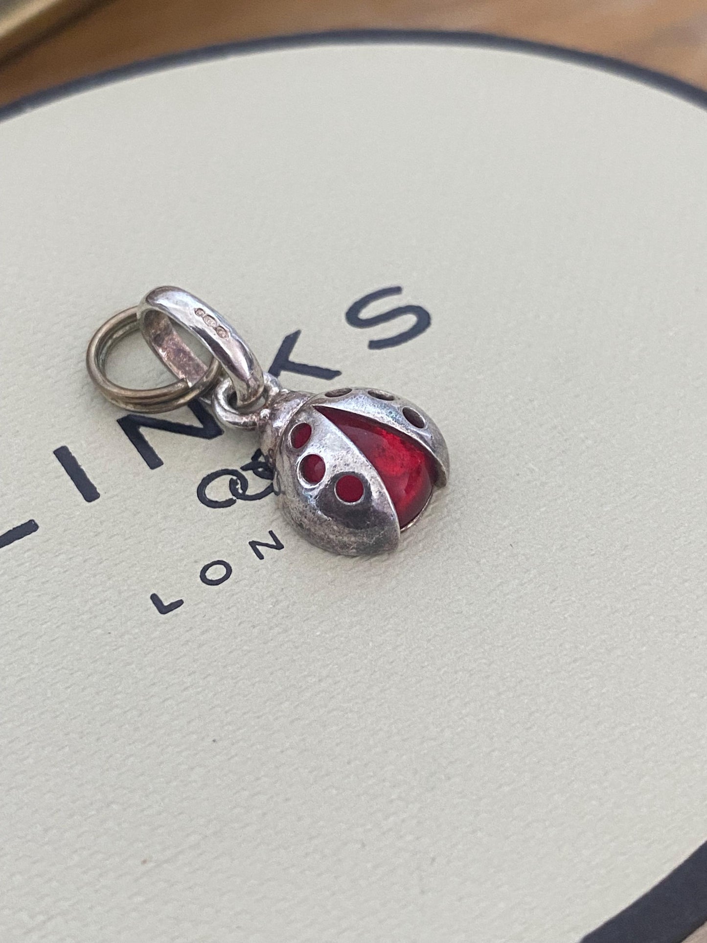 Gorgeous Links of London Lucky Ladybird Charm, Sterling Silver and Glass, genuine