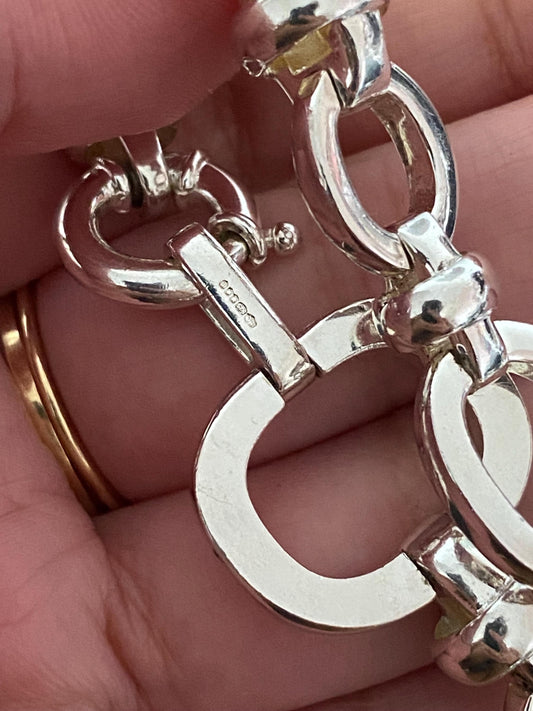 Beautiful genuine Links of London Brit Lines chunky Chain Bracelet with Senorita Clasp, sterling silver, assay hallmarked