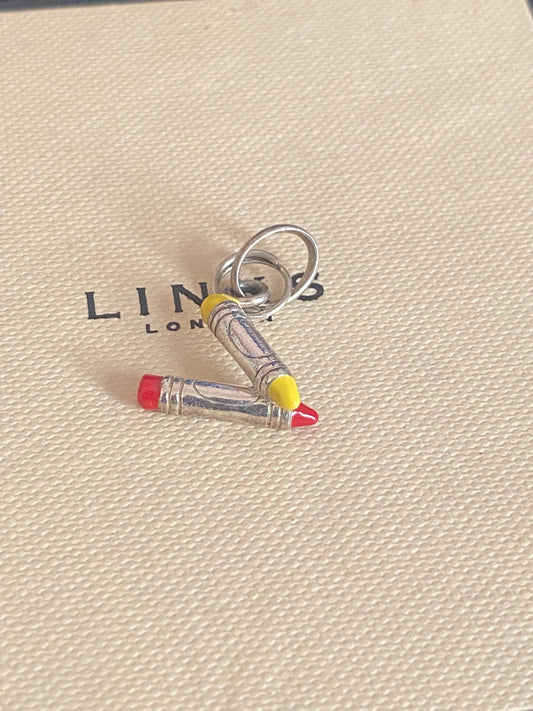 Beautiful genuine exceptionally rare hallmarked Links of London sterling silver and enamel crayon charm