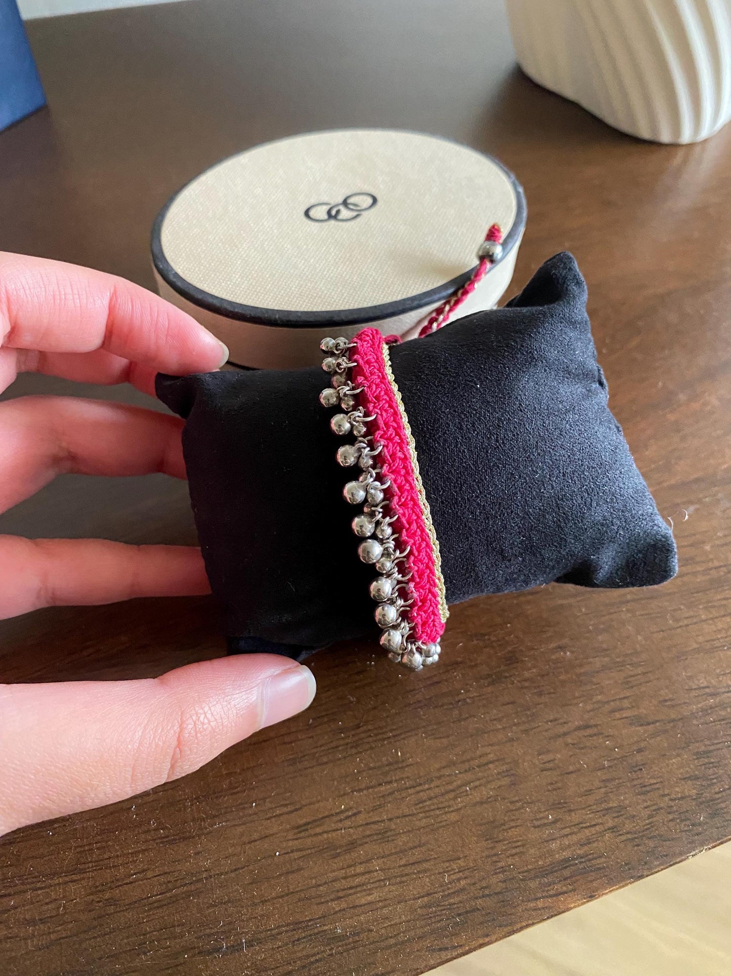Rare Links of London Effervescence Friendship Bracelet in hot pink and gold, Sterling Silver, Assay Hallmarked