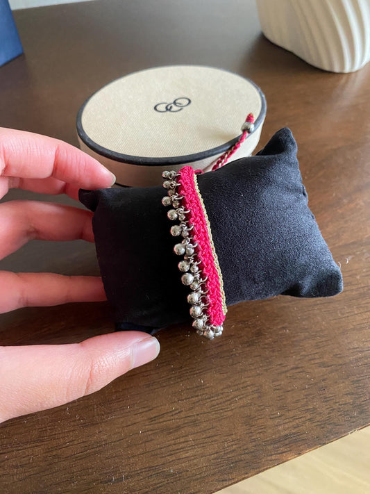 Rare Links of London Effervescence Friendship Bracelet in hot pink and gold, Sterling Silver, Assay Hallmarked
