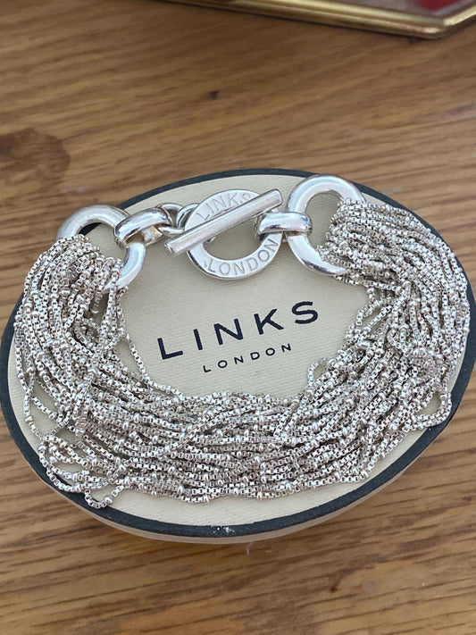 Gorgeous very rare Links Of London Sterling Silver Raindance Multi Chain Toggle Bracelet, Vintage, Genuine