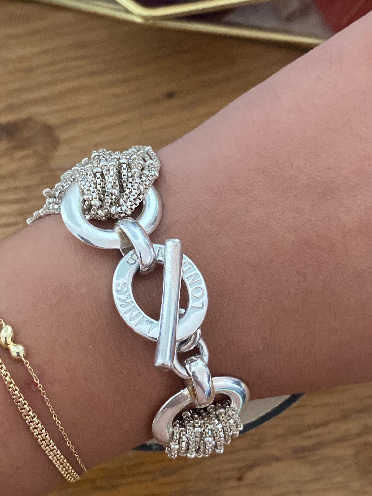 Gorgeous very rare Links Of London Sterling Silver Raindance Multi Chain Toggle Bracelet, Vintage, Genuine