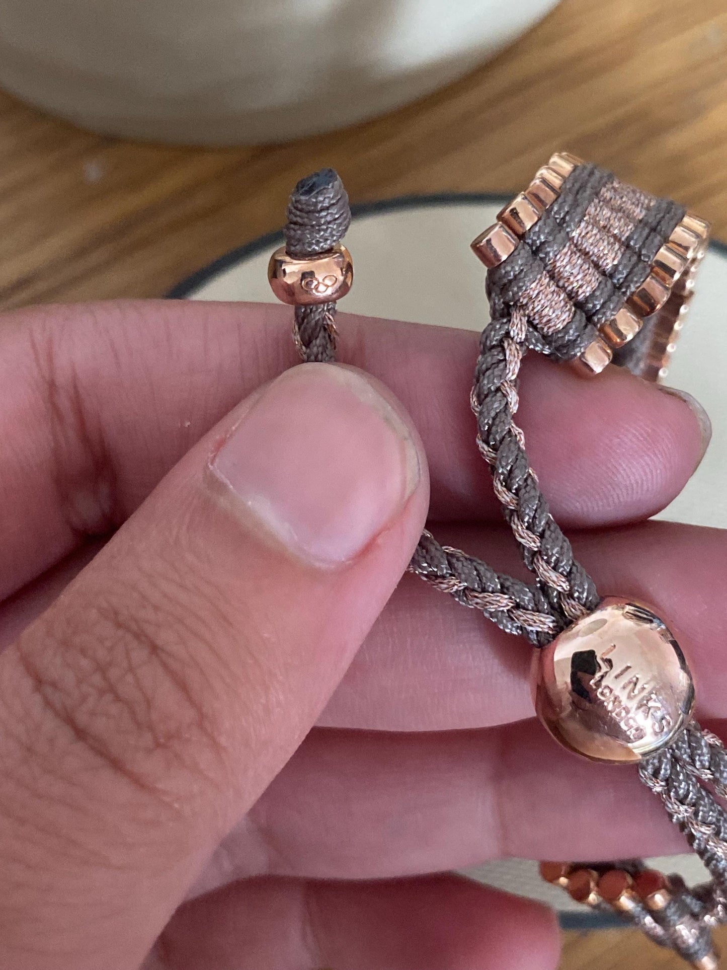 Rare Links of London Friendship Bracelet in Rose gold, Taupe and copper, Sterling Silver, Assay Hallmarked
