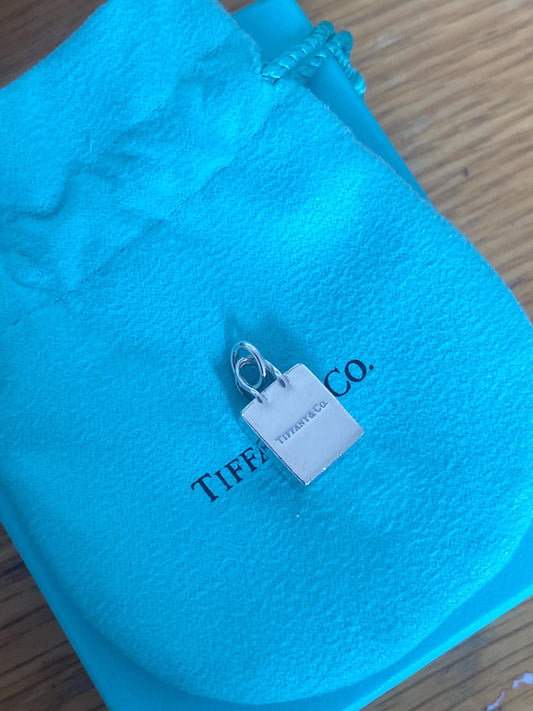 Very rare Tiffany & Co sterling silver shopping bag charm, Genuine