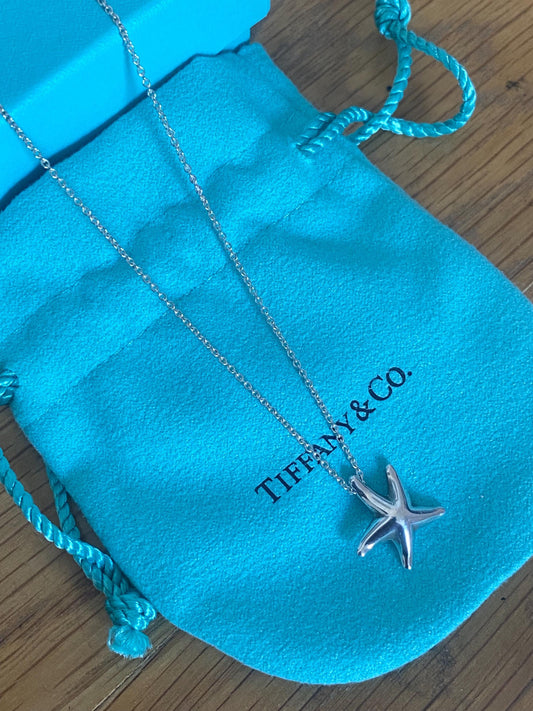 Tiffany & Co Elsa Peretti starfish sterling silver genuine necklace, with box
