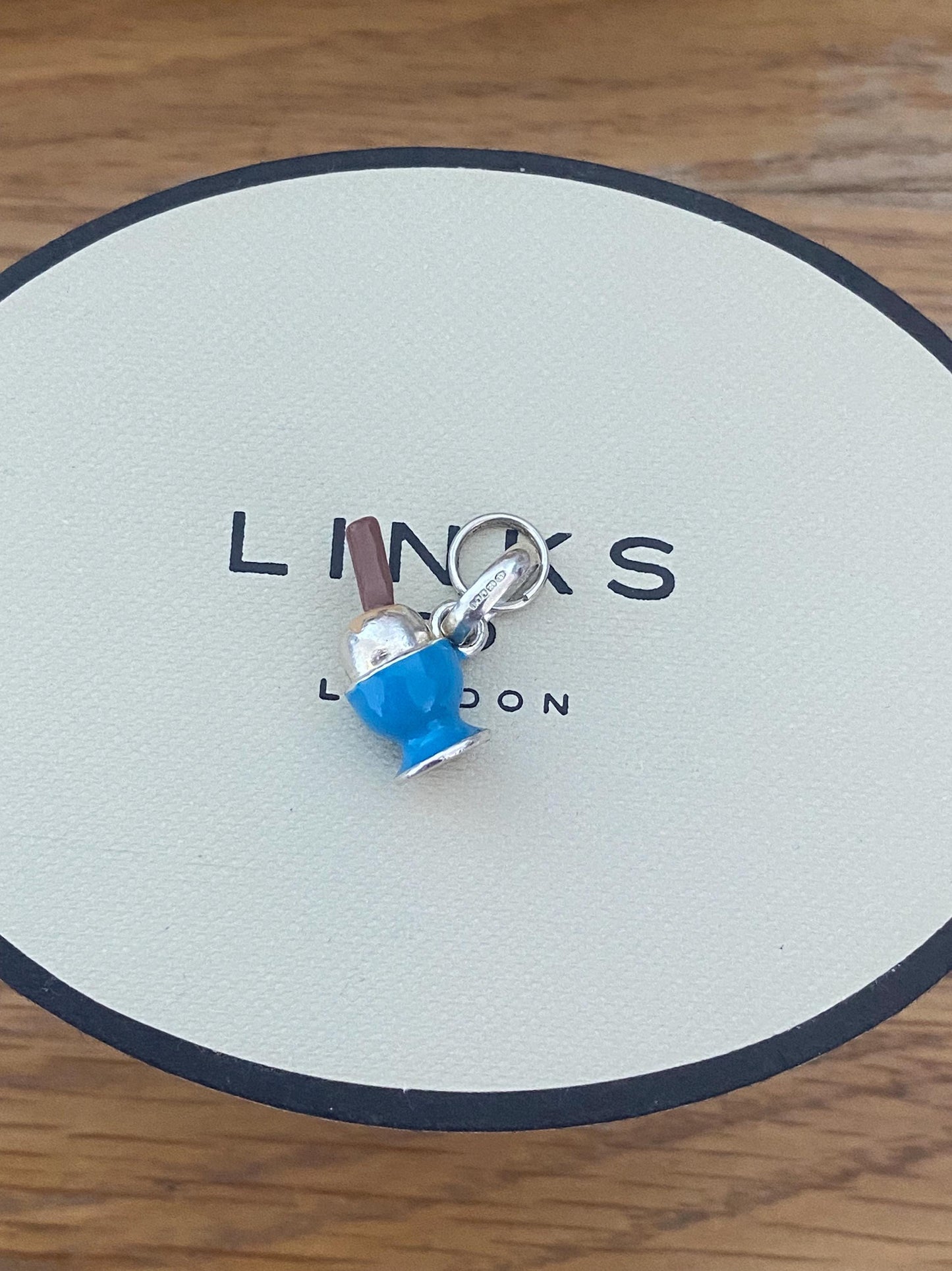 Extremely Rare Links of London Dippy Egg Charm, Sterling Silver, Enamel, Stamped, Hallmarked, PRISTINE CONDITION
