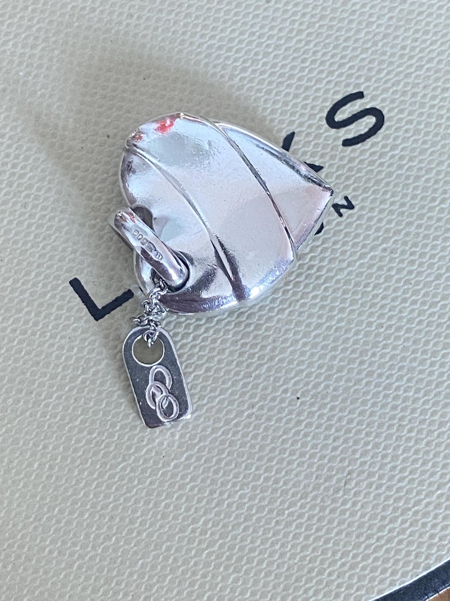 Genuine Links of London 'I'm Sold' Heart Charm, Sterling Silver with Red Enamel, Hallmarked