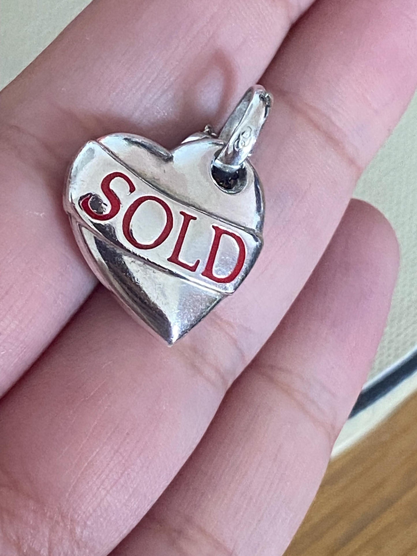 Genuine Links of London 'I'm Sold' Heart Charm, Sterling Silver with Red Enamel, Hallmarked