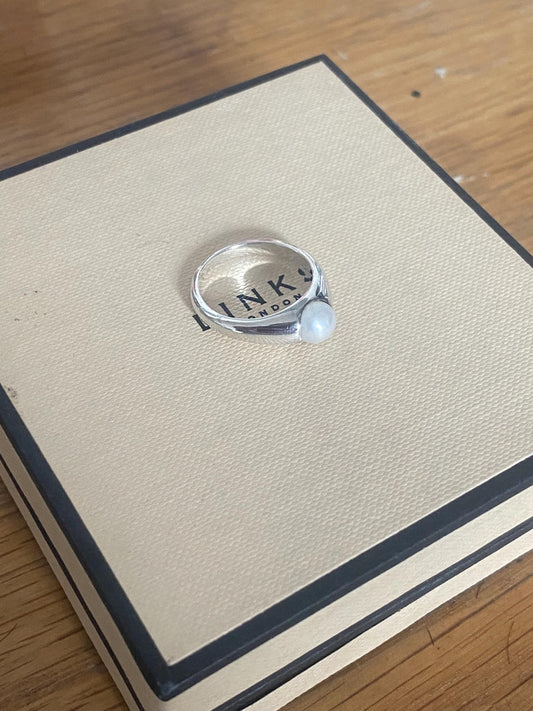Genuine Links of London pearl Ring, Sterling Silver, Size N, Stamped, s925, Lovely Condition