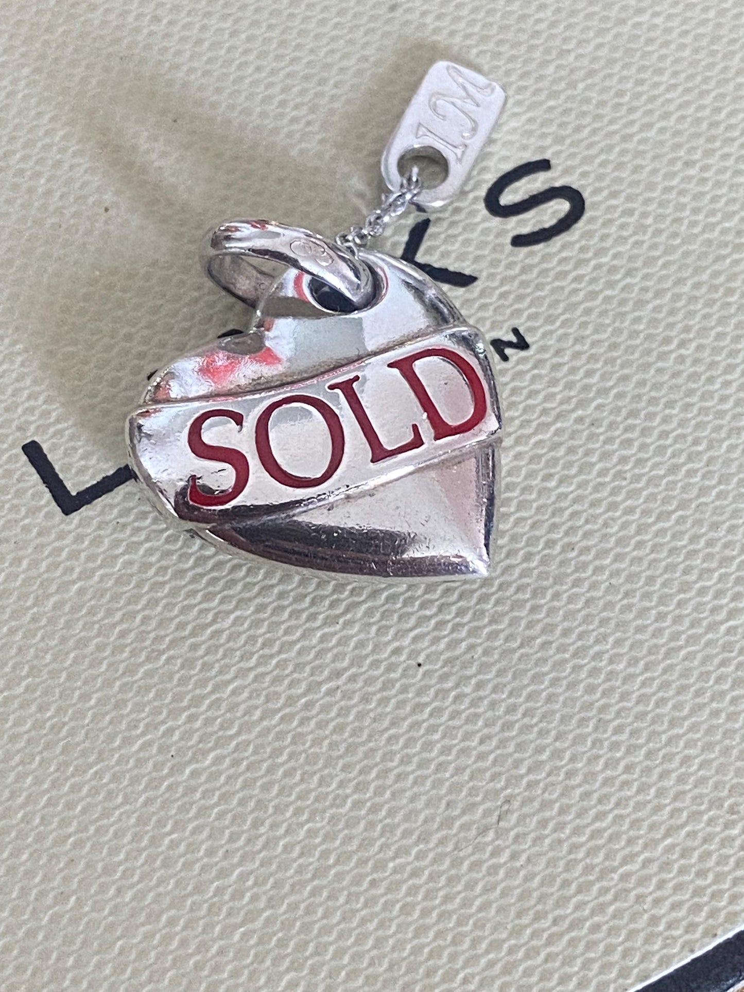 Genuine Links of London 'I'm Sold' Heart Charm, Sterling Silver with Red Enamel, Hallmarked