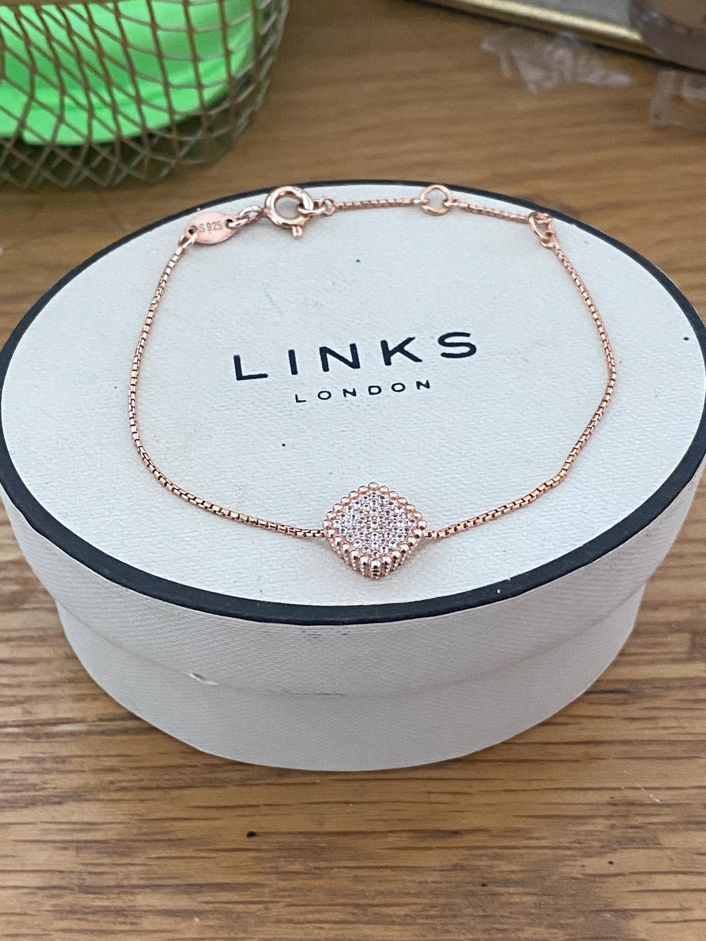 Gorgeous Links of London 18ct rose gold vermail and topaz “pure” Bracelet, hallmarked, genuine