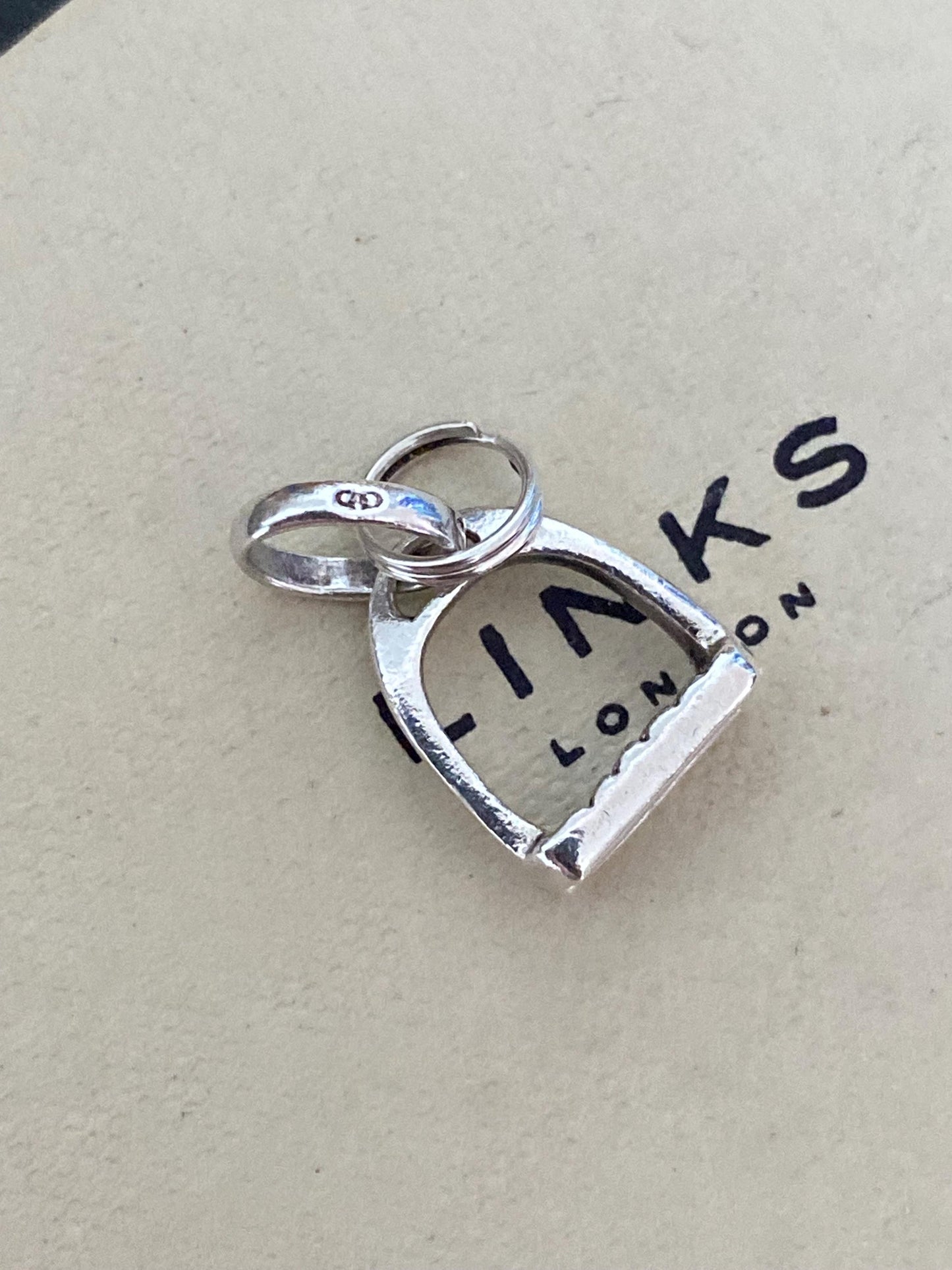 Beautiful genuine hallmarked Links of London sterling silver riding stirrup charm, vintage