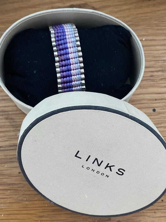 Rare Links of London Friendship Bracelet, purple gradients, Sterling Silver, Assay Hallmarked, with box