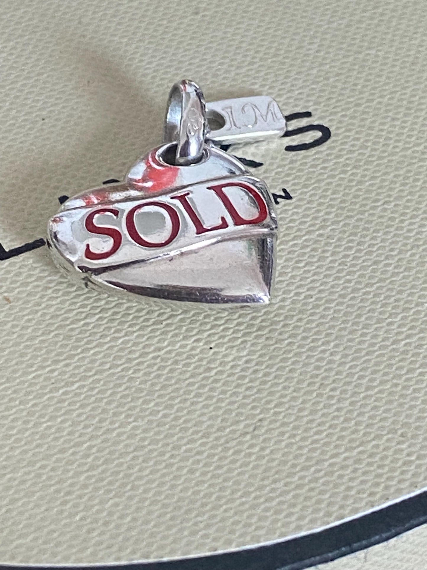 Genuine Links of London 'I'm Sold' Heart Charm, Sterling Silver with Red Enamel, Hallmarked