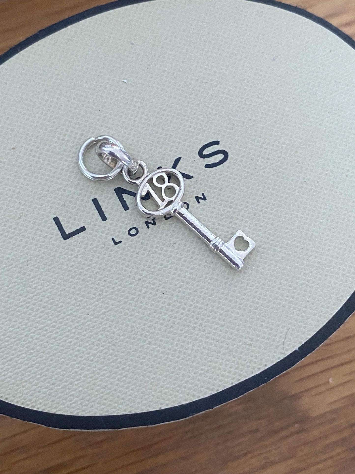 Beautiful genuine rare Links of London sterling silver key ‘18’ charm, genuine
