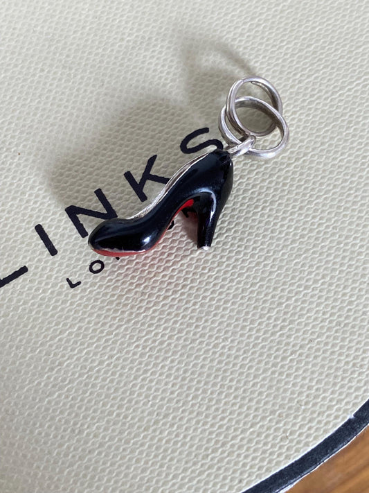 Beautiful vintage genuine rare hallmarked Links of London sterling silver and enamel heeled shoe charm