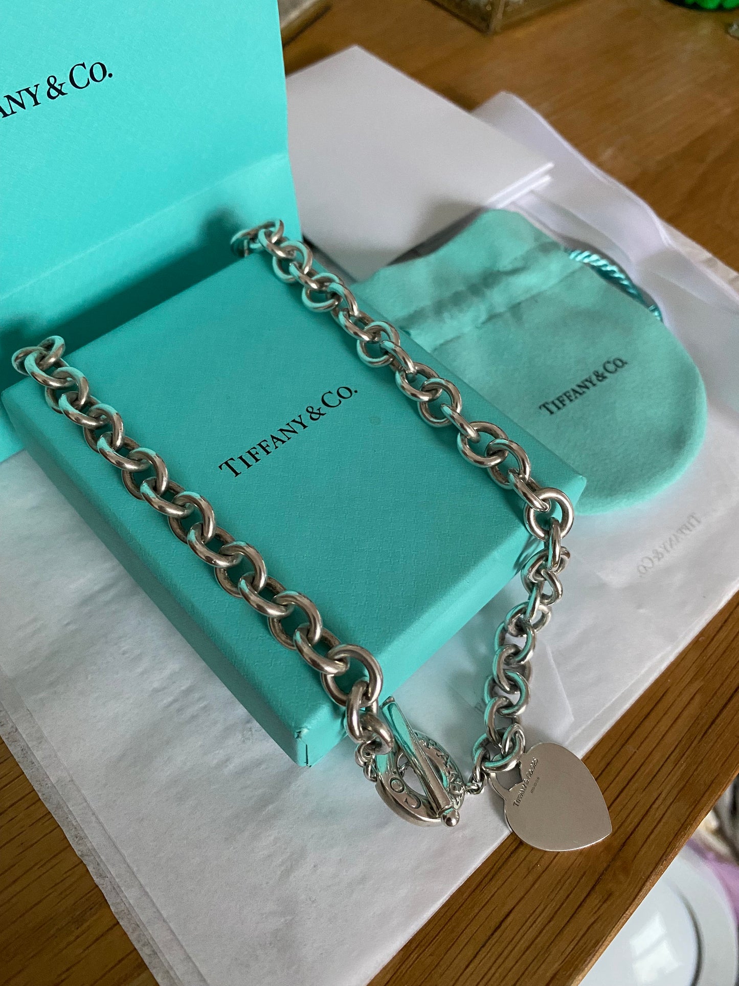 Tiffany and co Chunky sterling silver heart toggle necklace