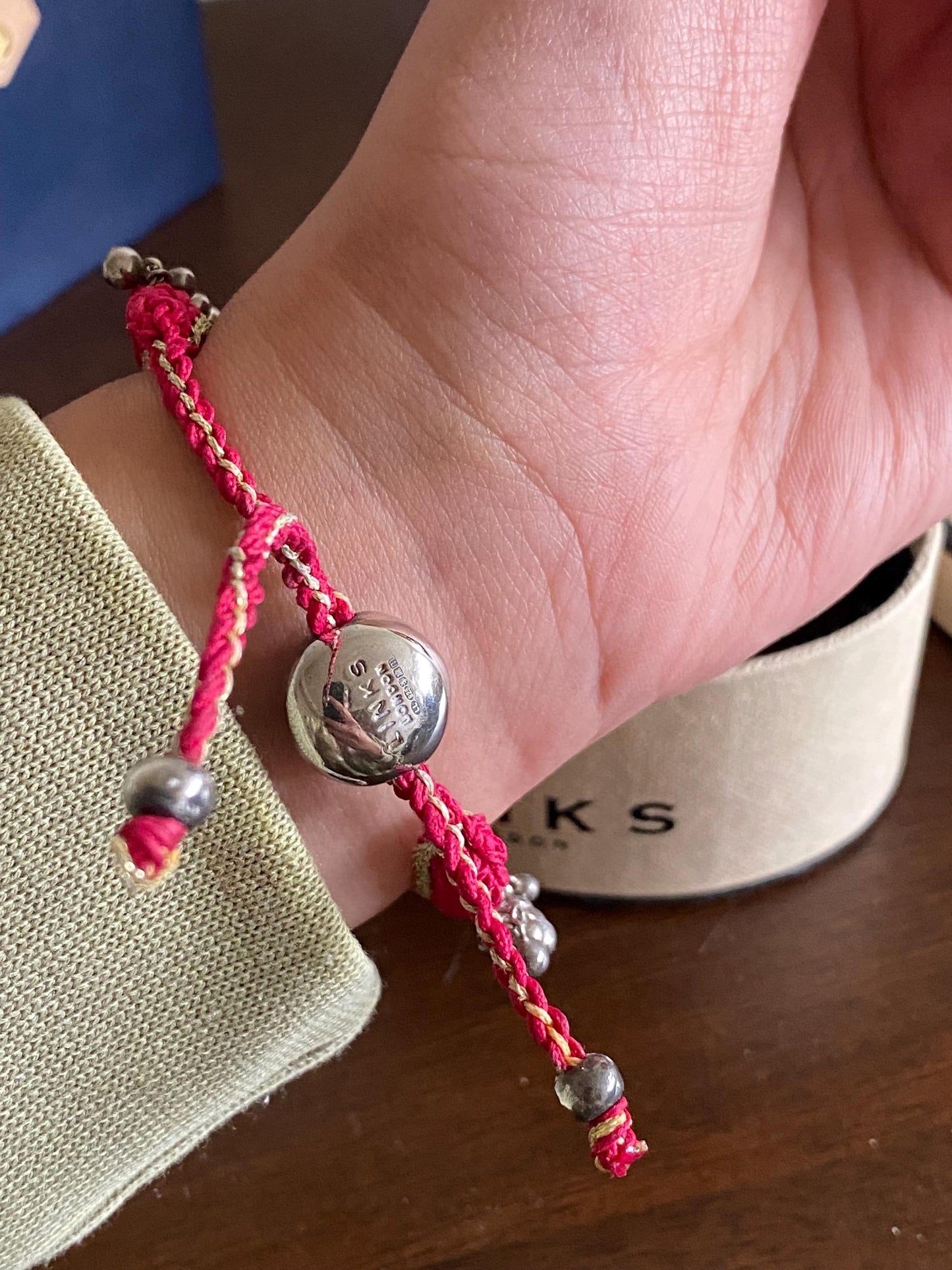Rare Links of London Effervescence Friendship Bracelet in hot pink and gold, Sterling Silver, Assay Hallmarked