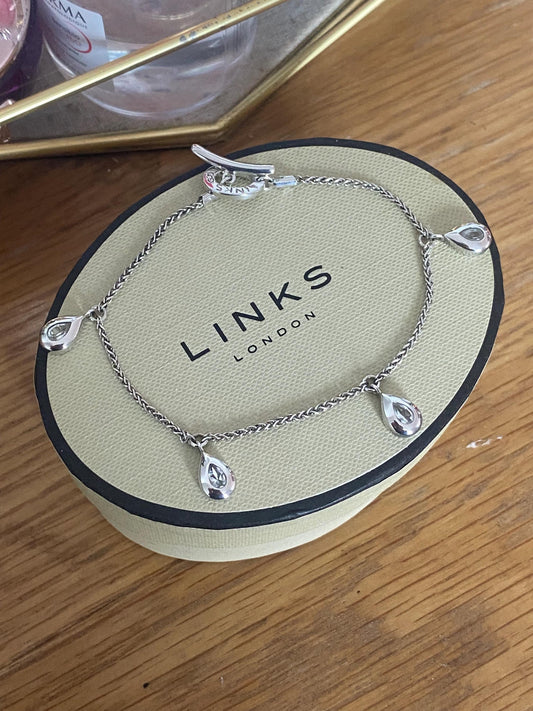 Beautiful vintage very rare links of London clear topaz teardrop bracelet, sterling silver