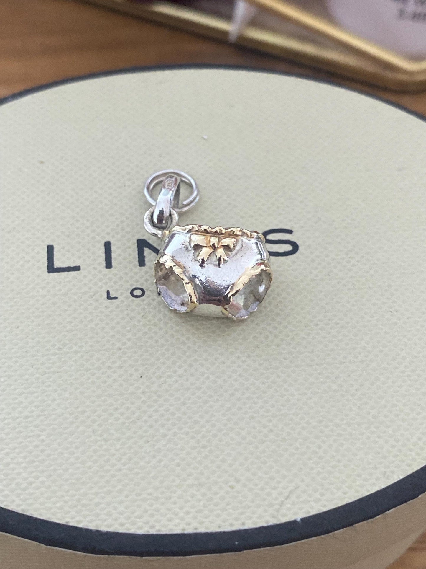 Links of London 'Lucky Knickers' Charm, Sterling Silver, 18k Gold Vermeil Detail, genuine