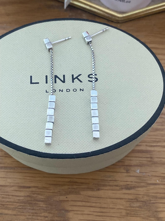 Links Of London Genuine sterling silver cubist drop earrings