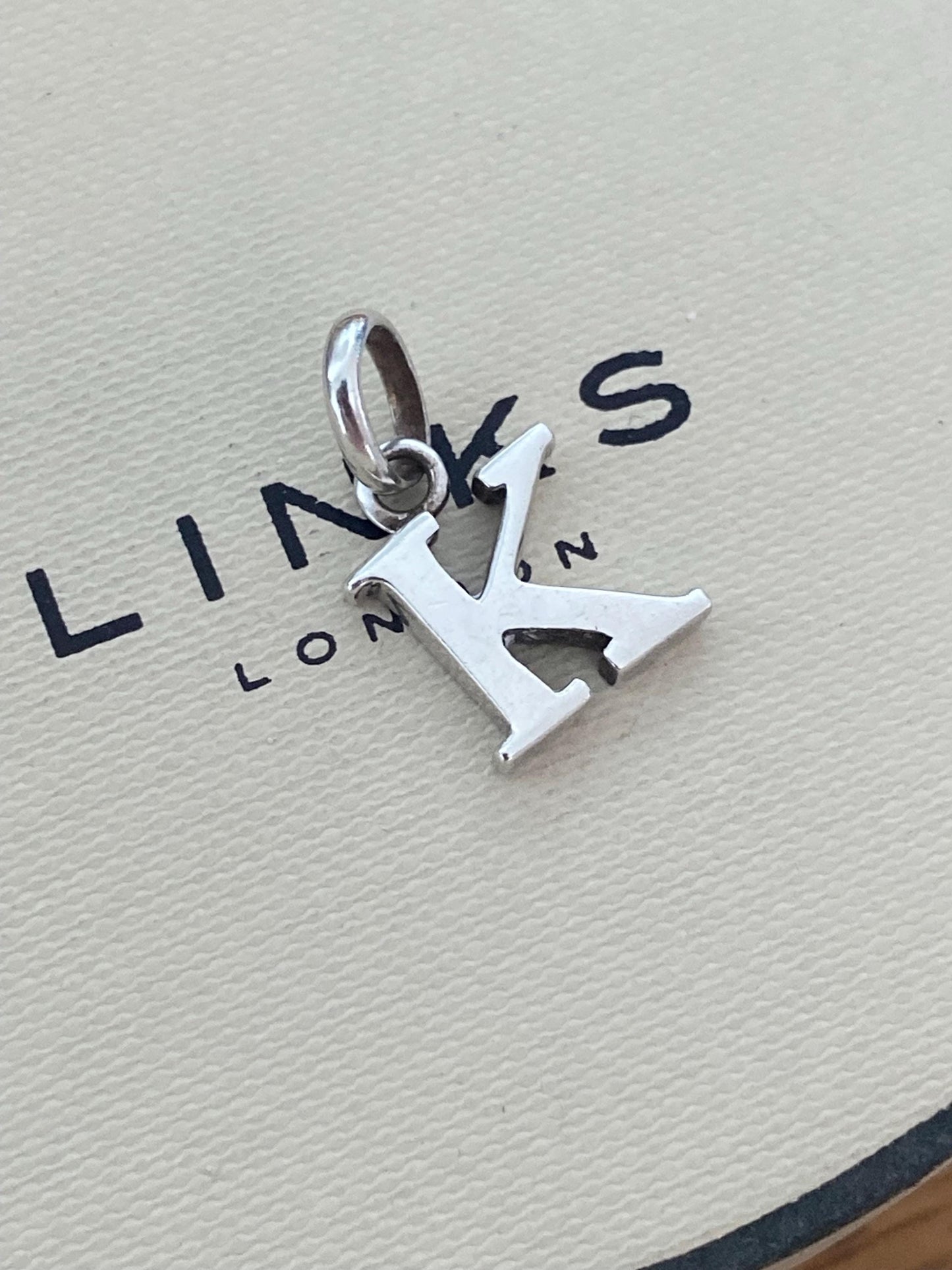 Genuine Links of London sterling silver letter ‘K’ charm