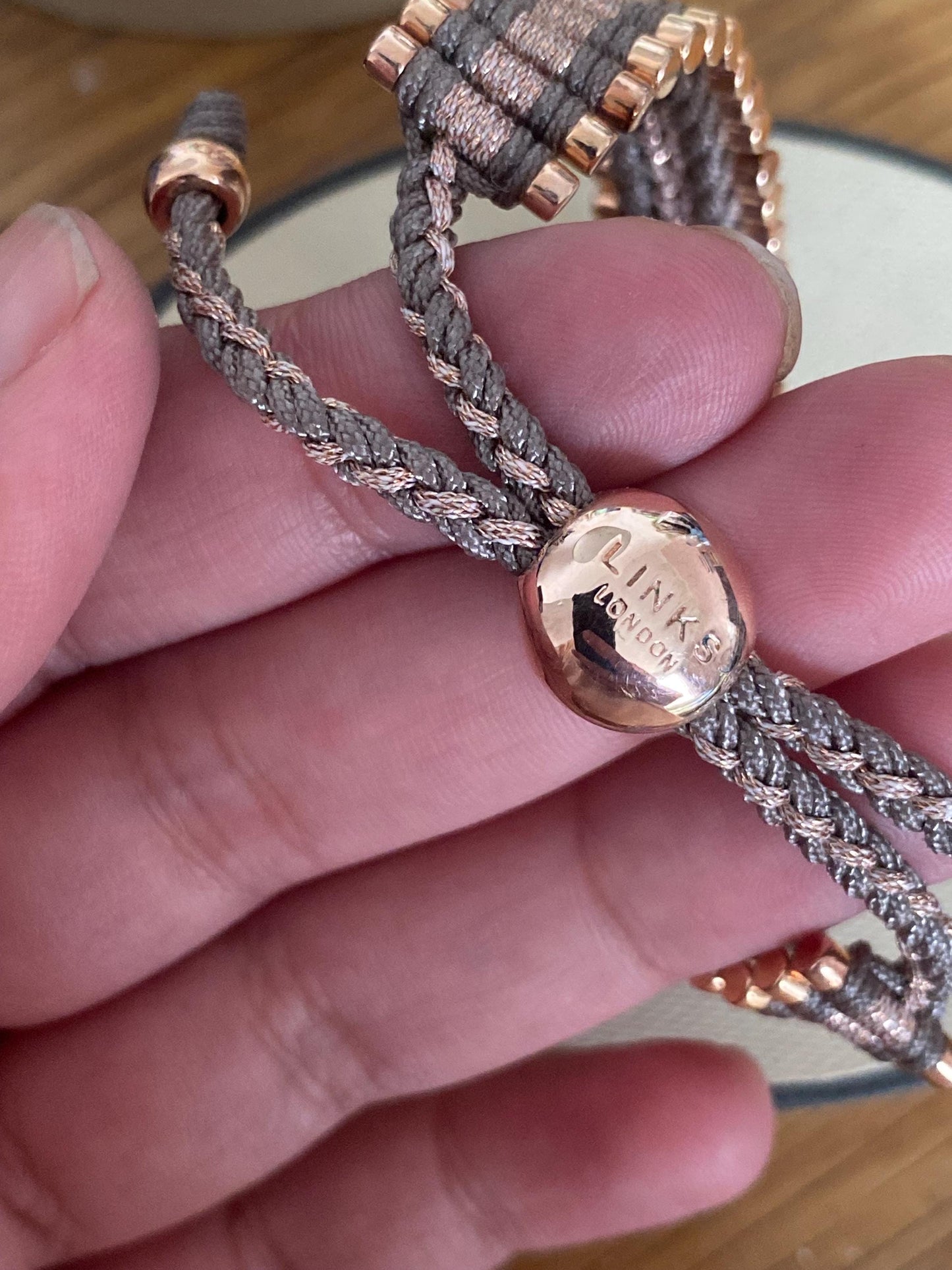 Rare Links of London Friendship Bracelet in Rose gold, Taupe and copper, Sterling Silver, Assay Hallmarked