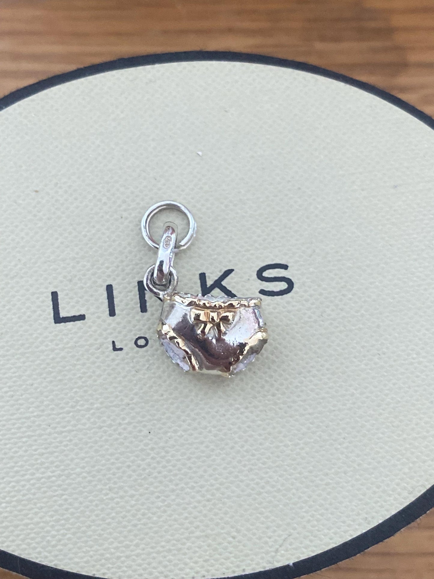 Links of London 'Lucky Knickers' Charm, Sterling Silver, 18k Gold Vermeil Detail, genuine